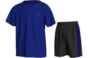 Essenclo Boys Athletic Shorts and Performance T-Shirt Crew Neck Boy Clothes Set, Summer Kids Outfit Size 3-16 (2 Pcs Set)