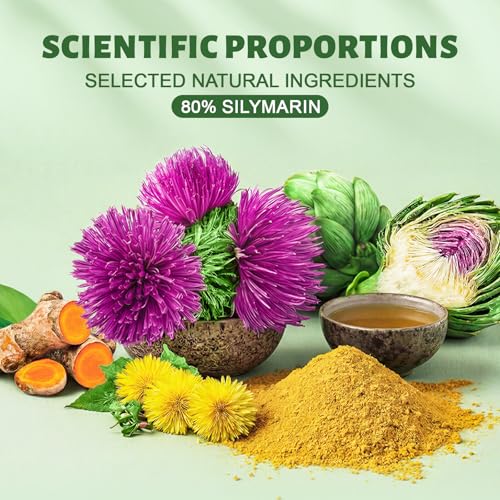 Liver Cleanse Detox & Repair -Milk Thistle Supplement, 80% Silymarin, with N-Acetyl Cysteine(NAC), Artichoke, Turmeric & Dandelion for Liver & Antioxidant Support, All-Natural, Gluten Free, Non-GMO