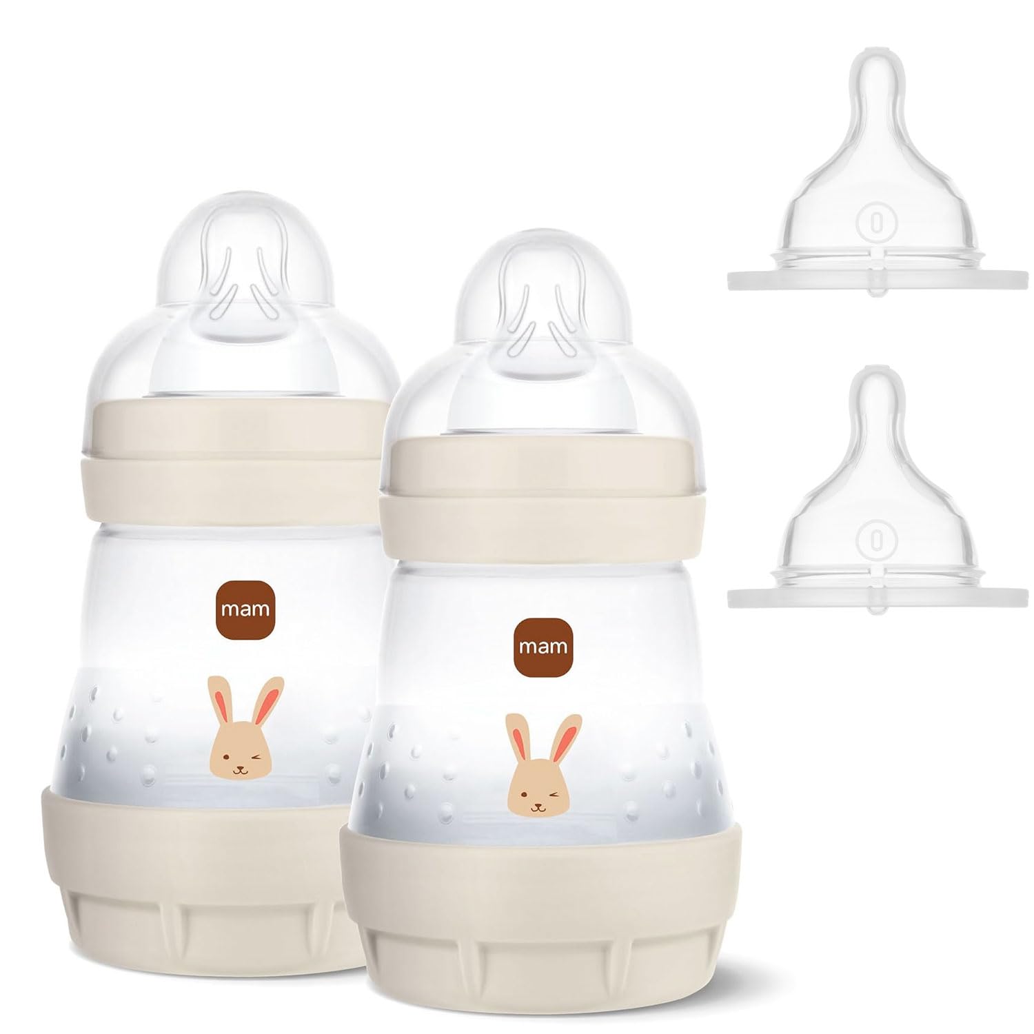 MAM Economy Set III Anti-Colic Starter Set with Anti-Colic Bottles Set + 2 Teats Size 0 Slowest Flow Rate Breast-Milk, pre-Formula