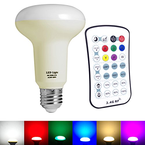 COODIA RGB+W Color Changing Dimmable 9W E27 LED Bulbs with 6 Colors (Red, Green, Blue, Yellow, Purple and Super Bright white) with 2.4G Remote Control :- With 24 Month Warranty + User Manual