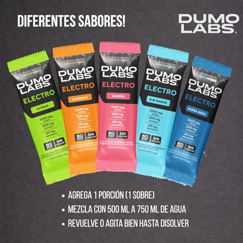 DUMO ELECTRO | Electrolitos Orales en polvo sin azucar | Suplemento Deportivo Premium para Hidratación con Sodio, Potasio y Magnesio | Electrolitos para Energía, Rendimiento y Recuperación | Citrus | 30 Porciones (30 pack, Citrus