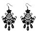 Prohouse Girls Black Flower Lace Gothic Lolita Pendant Choker Necklace Earrings Set