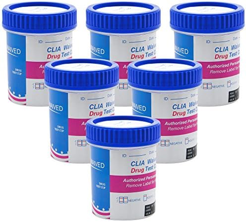 6 Pack Drug Test Cups, Arvolife FDA Approved 14 Panel Drug Test Cups-Instantly Testing for 14 Different Drugs: COC/THC/MOP/BZO/OXY/BAR/BUP/MTD/EDDP/PHEN/AMP/MDMA/TCA/PPX-6 Pack Individually Wrapped
