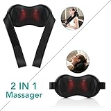 [Limited Promotion] Naipo Neck Shoulder Massager Shiatsu Back Massage Pillow Deep Tissue Kneading with Heat Adjustable Intensity Velcro Straps and Finger-Like Nodes Pain Relief for Car Home & Office