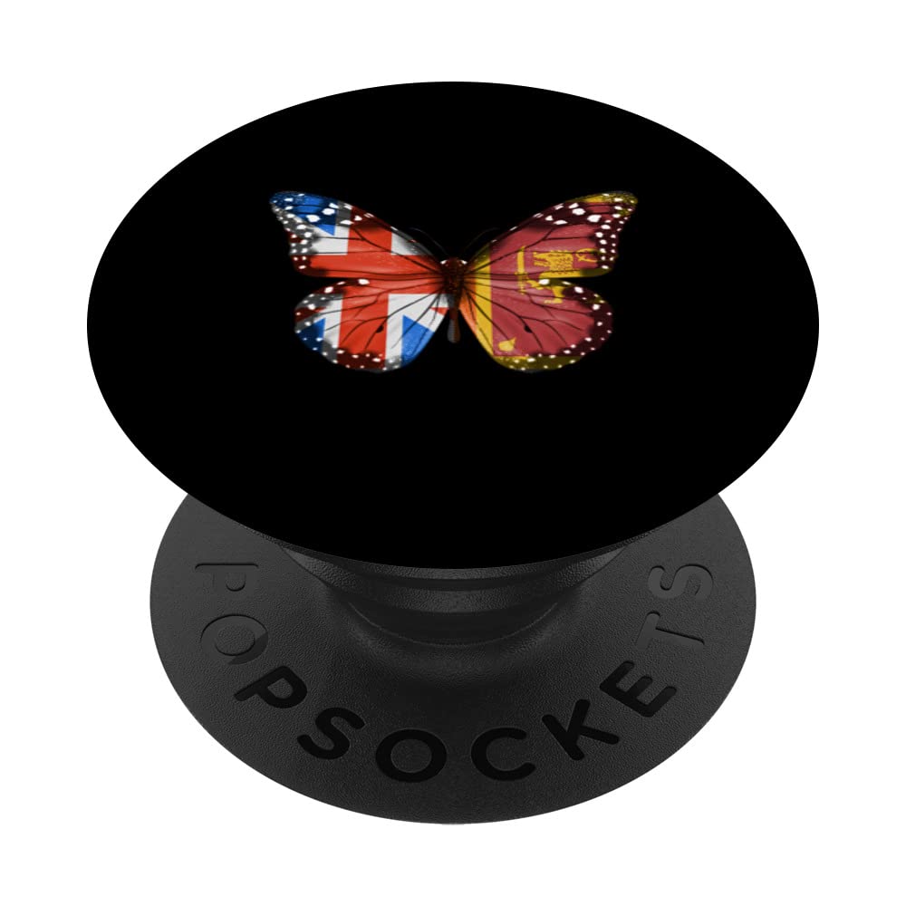 British Sri Lankan Flag Butterfly PopSockets Swappable PopGrip