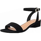 TruFox 1 Inch Low Heel Sandals for Women Dressy Short Black Heels Silver Dress Sandals Strappy Comfortable Sandal for Teen Girls Open Toe Ankle Strap