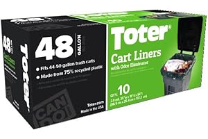 Toter, 48 Gallon Outdoor Trash Can Liner, Black, Green