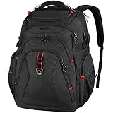 KROSER Travel Laptop Backpack 17.3 Inch XL Heavy Duty Computer Backpack with Hard Shelled Saferoom RFID Pockets Water-Repellent Business College Daypack Stylish School Laptop Bag for Men/Women-Black
