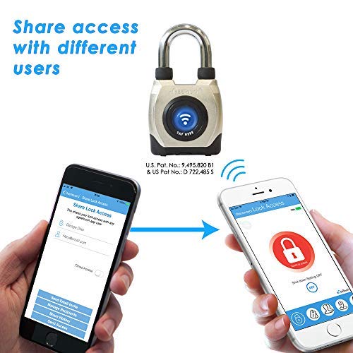 eGeeTouch Outdoor Smart Padlock 3rd Gen, Weatherproof, Rugged Design for Commercial use, Bluetooth c/w NFC Fob (Dual Pack Short Shackle)