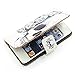 Bfun Packing Bcov White Floral Skull Card Slot Wallet Leather Cover Case for iPhone 5 5G 5S