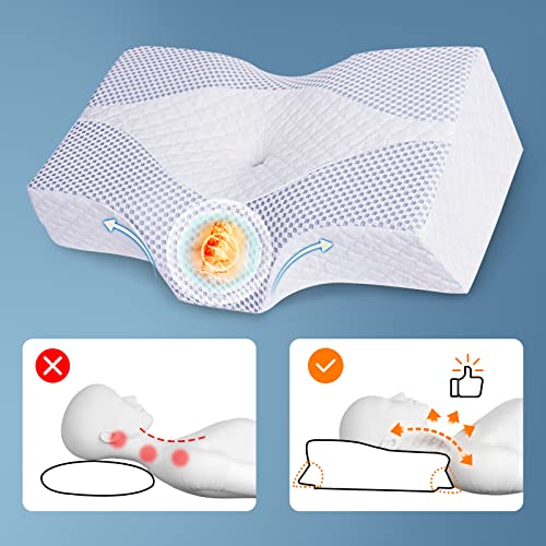 IKSTAR Contour Pillow for Neck and Shoulder Pain, Memory Foam Pillows