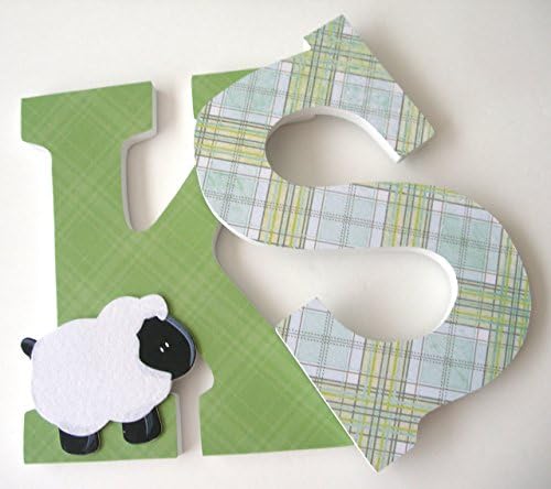 Sheep Lamb Custom Wood Letters, Baby Name Nursery Decor, Large 9 Inch Boy Bedroom Decorations, Wood Name Art for Walls
