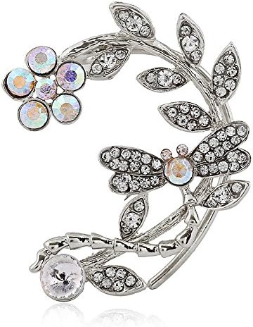 Ear Cuffs Flowers Dragonfly Earrings Climber Rhinestone Clip Fake Ear Cartilage Cuff