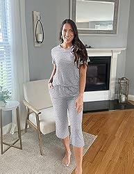 Ekouaer 2 Piece Pajama Set Short Sleeve Pajamas for