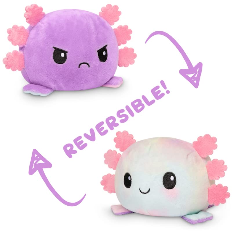 TeeTurtle - The Original Reversible Axolotl Plushie - Purple Tie-Dye - Cute Sensory Fidget Stuffed Animals That Show Your Mood