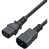 CableCreation 2-Pack 6 Foot 18 AWG C14-to-C13 PDU Power Extension Cord,1.8M | 6 Feet 18AWG C14 to C13 PDU Style Computer Power Extension Cable, 1.8M / Black