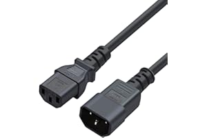 CableCreation 2-Pack 18AWG C14 to C13 PDU Style Computer Power Extension Cable, 6 Feet/1.8M, Black
