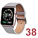 for Apple Watch Band 38mm Series 1 Series 2 Series 3,TOROTOP Luxury Light Gray Genuine Leather Watch Band Strap Replacement Wrist Band with Adapter Clasp for 38mm Apple Watch & Sport & Edition