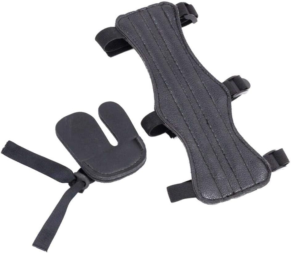 Gracefulvara Archery Arm Guard and Archery Leather Finger Tab Protector Finger Guard, Cowhide Leather Adjustable Straps Archer Protector Shooter Protection for Hunting Shooting Arrows Bow