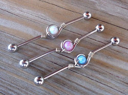 Industrial Barbell Wrapped Fire Opal