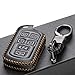 Vitodeco Genuine Leather Smart Key Keyless Remote Entry Fob Case Cover with Key Chain Compatible with Toyota Sienna 2011-2020 (6 Buttons, Black)