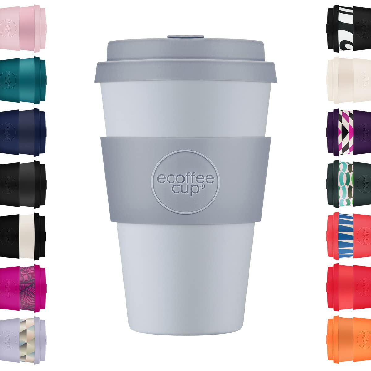 Ecoffee Cup 14oz 400ml Reusable Eco-Friendly 100% Plant Based Coffee Cup with Silicone Lid & Sleeve - Melamine Free & Biodegradable Dishwasher/Microwave Safe Travel Mug, Glittertind