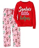 Jobakids Girls Christmas Pajamas 100% Cotton Snuggle Fit 2 Piece Cotton Pajamas (2T/2-3YRS,Red)