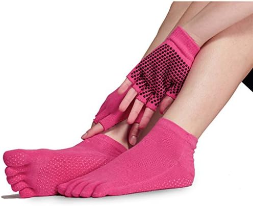 Yoga Socks and Gloves Set - Non Slip Grip Socks for Women Barre Pilates Exercise