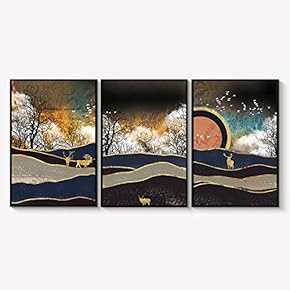 Framed Canvas Wall Art for Living Room, Bedroom Abstract Landscape Dream Place Canvas Prints for Home Decoration Ready to Hanging - 16"x24"x3 Panels