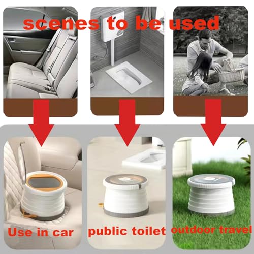 Portable, Foldable Potty seat for Toddler, Training Toilet Seat Emergency Toilet The Bottom Has the Function of Storing Garbage Bags for Car, Camping, (grey)