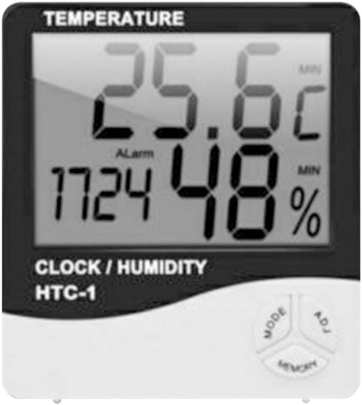 Digital Hygrometer Indoor Thermometer, Humidity Gauge Indicator Room Thermometer, Accurate Temperature Meter Table Clocks Battery Powered for Home, Office, Humidors, Greenhouse, Garden, Closet (1pc)