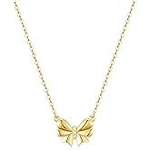 Thaivor Valentines Day Gifts for Her - Dainty Bow Necklace for Women 14K Gold Plated Cute Choker Small Pendant Charm Necklaces Teen Gift Trendy Stuff Personalized Jewelry