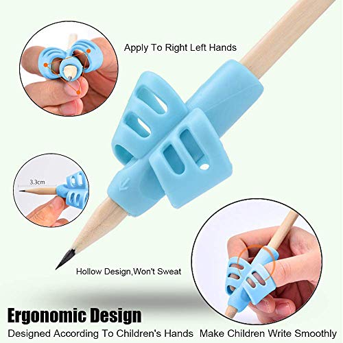 Pencil Grips - BUSHIBU Children Pen Writing Aid Grip Set Posture Correction Tool for Kids Preschoolers Children,Hollow Ventilation (3PCS) - Thumbnail 3