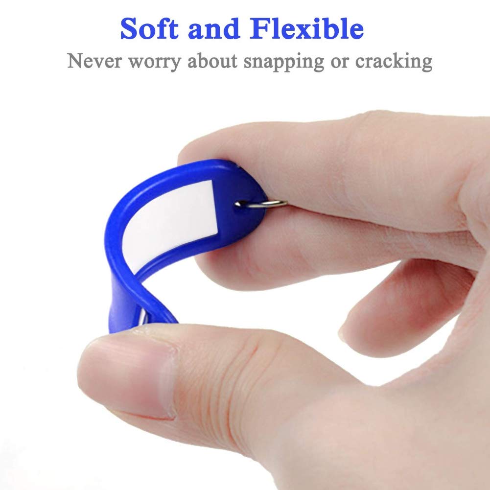 Koogel Schlüsselanhänger Beschriftbar, 48 Stück Schlüsselschilder Etiketten Schlüsselanhänger zum Beschriften mit Ring