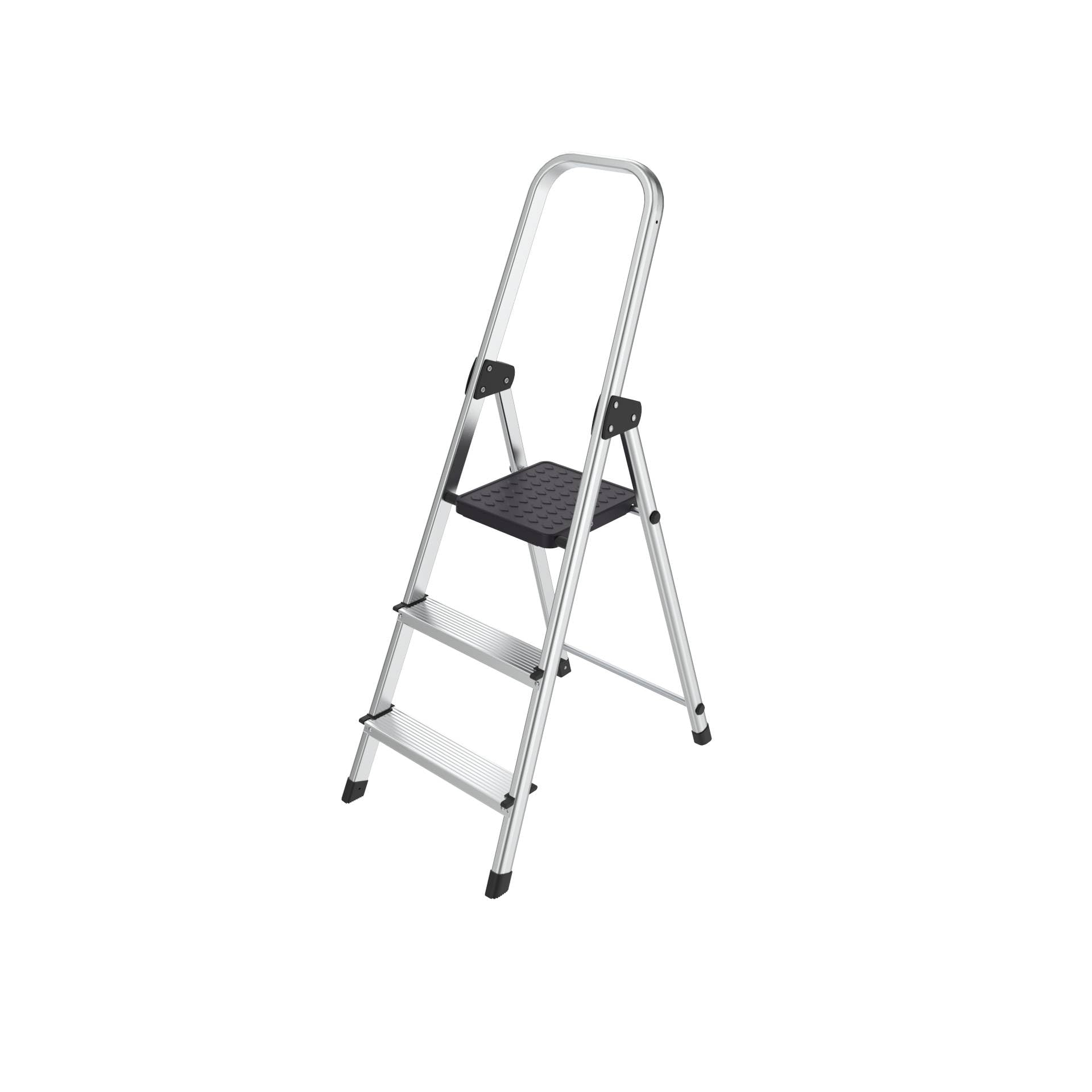 Hyfive Aluminium Step Ladder 3 Step - Non Slip Treads Made from Lightweight Aluminium Heavy Duty Steel, Portable with Anti-Slip Feet - EN131 Approved