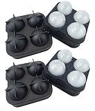 Z ZICOME Silicone Ice Ball Mold Tray Maker with 4 X 4.5cm Ice Balls for Wiskey Cocktail Drink, 2 Pack