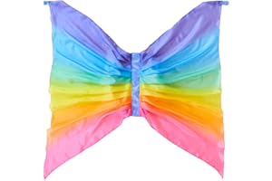 Sarah's Silks Rainbow Fairy Wings | Butterfly Costume for Kids, Real Natural Silk Montessori Waldorf Toys Dress Up for Pretend Play | Hand Dyed Toy for Girls and Boys Ages 3-8