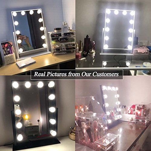 Geek-House Lighted Vanity Mirror Hollywood Style Makeup Tabletops, Large Cosmetic Mirror with 12 x 3W Super Bright Dimmable Touch Control LED Bulbs, White