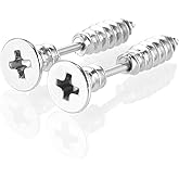 Punk Titanium Steel Screw Nail Stud Earrings for Women Men Streetwear Jewelry, Egirl Eboy Rock Party Jewelry