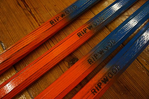 RIPWOOD Royal Blue and Orange Wood Attack Lacrosse Shaft, Stick, Handle - Solid ash, Hand Made in The USA, Includes Jimalax End Cap