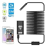 WiFi Endoscope, Dr.meter 2.0 Megapixels HD Digital Inspection Camera with 8 LEDs and 5 Meters (16.4ft) Cable Handheld Borescope for iOS and Android Smartphone, iPhone, Samsung, iPad, Tablet