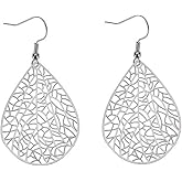 Filigree Earrings for Women Leaf Dangle Earrings Teardrop Earrings Boho Earrrings Vintage Birthday Jewelry Gift for Women