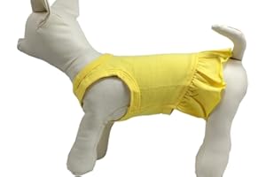 LOVELONGLONG Pet Clothes Small Dog Clothing Blank Color Sport Dress T-Shirts Tee Dresses Tanks Top for Small Size Female Dogs Summer Spring Pet Costumes 100% Cotton (XL, Yellow)