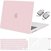MOSISO Compatible with MacBook Air 13 inch Case 2026 2025 2024 2023 2022 M4 A3240 M3 A3113 M2 A2681,Plastic Hard Shell&Keyboard Cover&ScreenFilm&Type C for MacBook Air 13.6 inch Case, Baby Pink