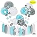 Baby Boy Party Decorations-Tissue Pom Poms Blue White Grey, Tassel Garland, Circle Garland 23pcs for Baby Shower Decorations 1st Birthday Boys Kids Men Adults Party Favor Supplies Decor Kit Set