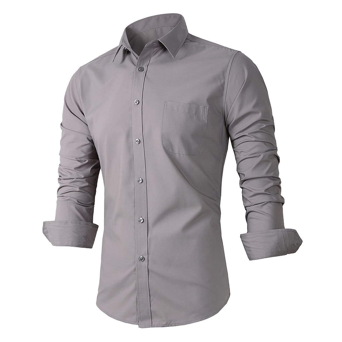 Beninos Mens Slim Fit Solid Point Collar Button