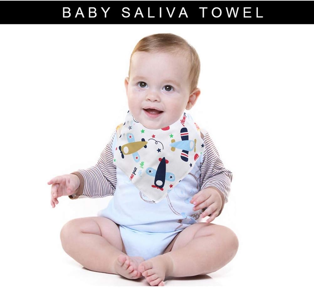 ZHIYE Toddler Infant Baby Bib 100% Cotton Absorbent Bandana Dribble Bib with Adjustable Snaps Saliva Towel Burp Cloth 10 Pcs Unisex - Image 3