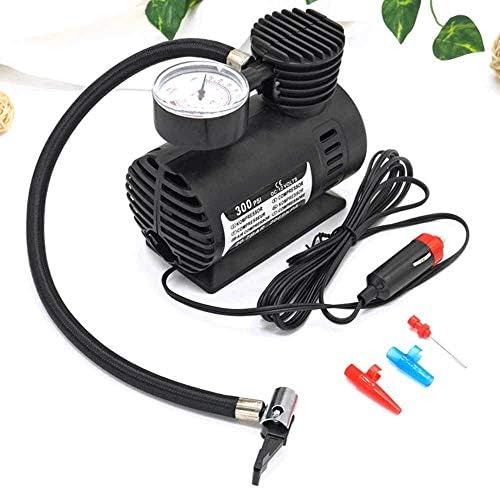 EPS Portable Tyre Inflator Air Compressor for Car and Bike Air Pump for Motorbike Cars Bicycle Football Cycle Bicycle car air Pump for tubeless tire 12V DC 300 PSI (Black)