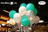 LAttLiv Balloons 100 Pack 12 Inch White and Aqua Blue Balloons With Free Ribbon