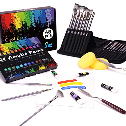 Acrylic Paint Set, 48 Piece Professional Painting Supplies Set